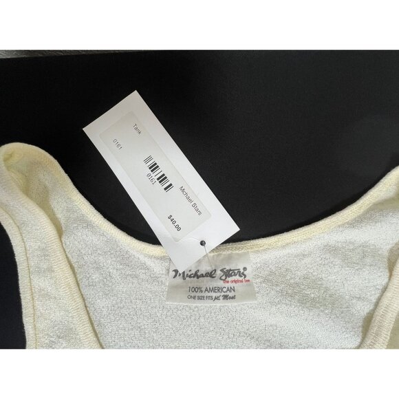Michael Stars Womens One Size Boho Chic Preppy Cream Sleeveless Tank Top USA - Picture 7 of 10